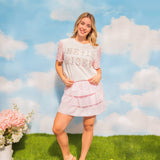 Pearl "He is Risen" on White Princess Top: White / L