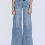 HIGH RISE MEDIUM LIGHT FLORAL PRINT WIDE LEG JEANS T7335FPR: FLORAL PRINT / 29