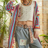 Long Sleeve Crochet Various Colors Cardigan: MULTI / Os