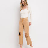 90'S VINTAGE SUPER HIGH RISE CROP FLARE JEANS V2736: KISS OF CALIFORNIA / 31
