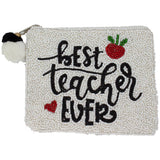 BEST TEACHER EVER BEADED COIN POUCH