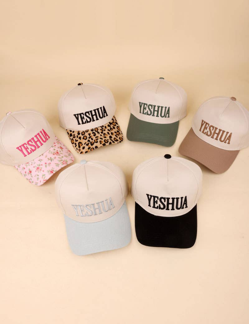 ..1014 Yeshua Feelings Two Tone Canvas Cotton Cap SI-28858: FLORAL-189791 / OS