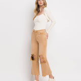 90'S VINTAGE SUPER HIGH RISE CROP FLARE JEANS V2736: KISS OF CALIFORNIA / 32
