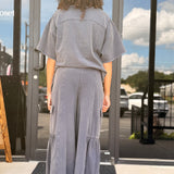 Mineral Washed Tiered Wide Leg Pant