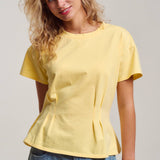 Pleated Waist Cotton Spandex Everyday Tee