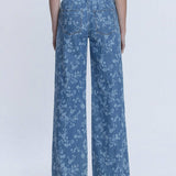 HIGH RISE FLORAL PRINT BAGGY WIDE LEG JEANS T7328VFR: VINTAGE FLORAL / 26