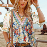 Fashion Crochet Boho Half & Long Sleeve Floral Blouse(S-4X): As shown / Missy / L