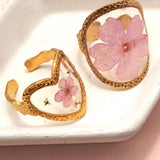 18K STAINLESS STEEL TARNISH FREE FLORAL RINGS | 40R104: HEART APRICOT