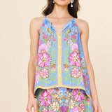 Sleeveless Border Print Top: Sweet Pea / M