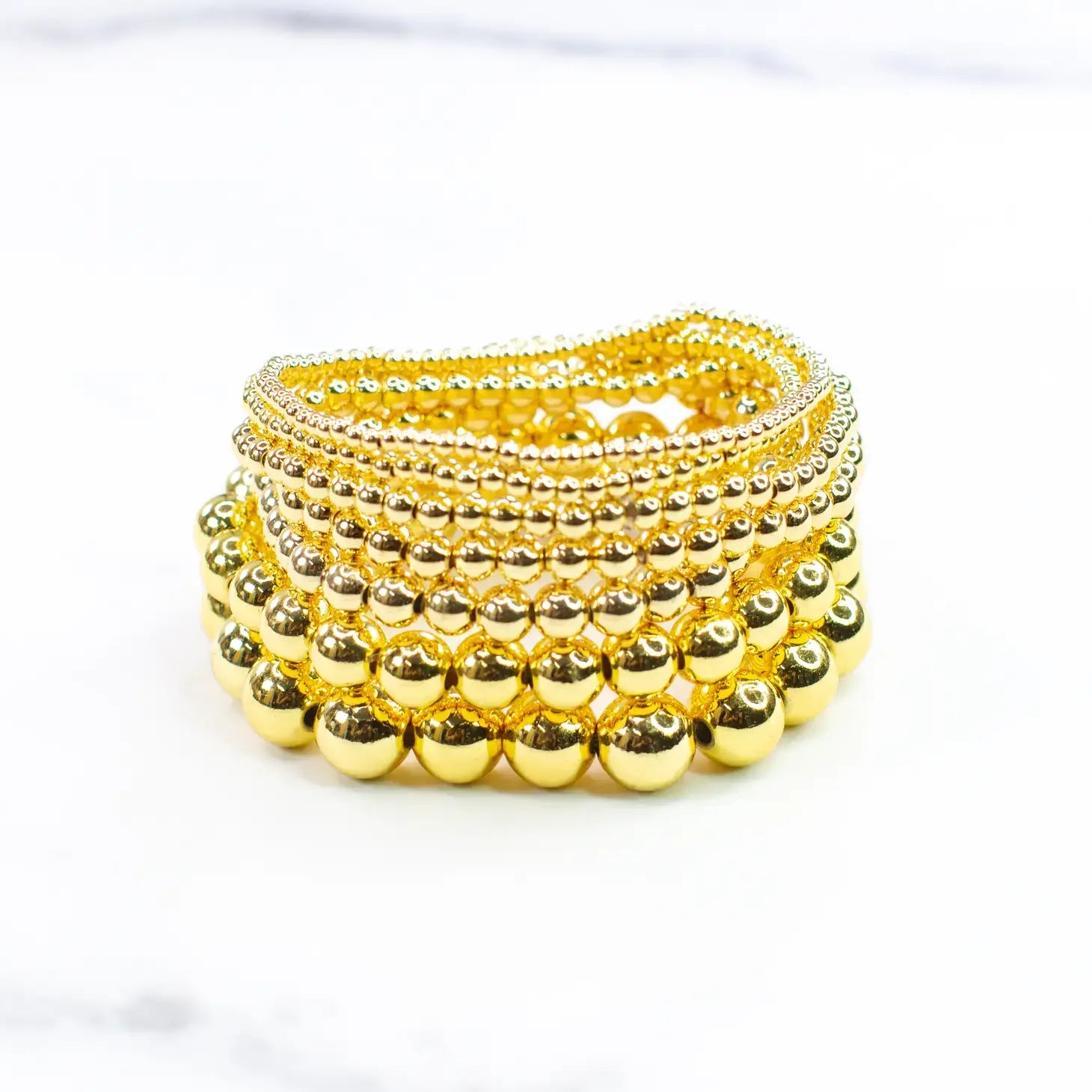 Gold Beaded Bracelets: 2mm