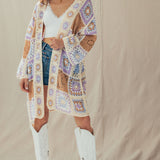Granny Square Crochet Patchwork Duster Cardigan