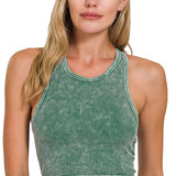 `.0802 Premium Washed Seamless High-neck Crop Tank SI-25526: ASH PINK-162187 / L/XL