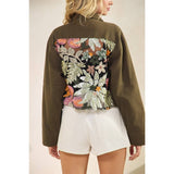 Sequins Contrast Jacket: Tan / L