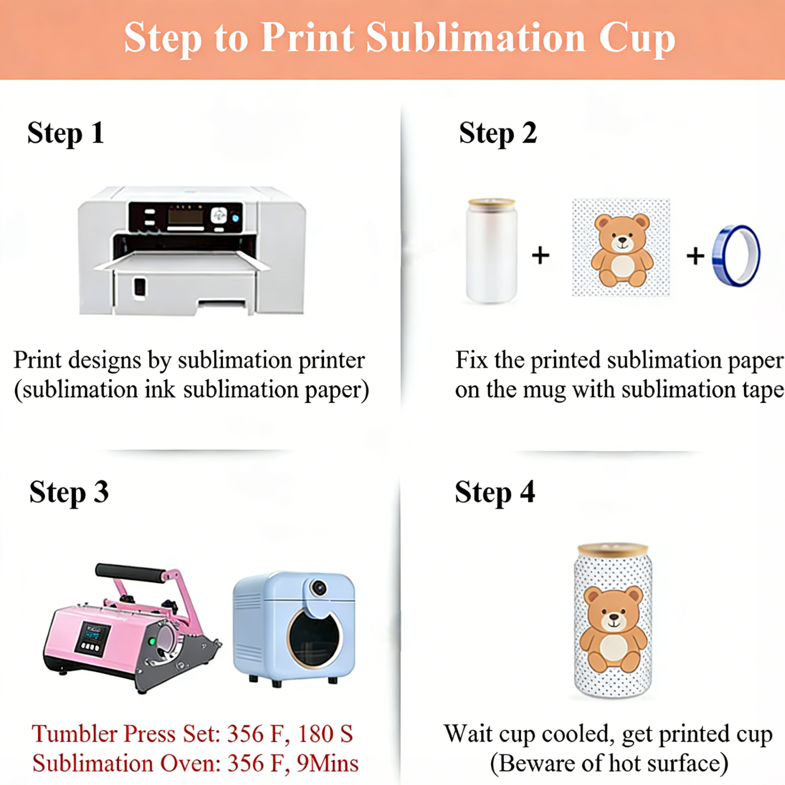 16oz Sublimation Glass Tumbler with Bamboo Lid, set of 24