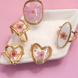18K STAINLESS STEEL TARNISH FREE FLORAL RINGS | 40R104: SQUARE APRICOT