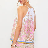 Sleeveless Border Print Top: Sweet Pea / M
