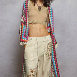 Long Sleeve Crochet Various Colors Cardigan: MULTI / Os