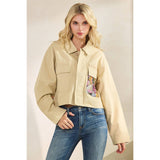 Sequins Contrast Jacket: Tan / M