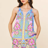 Sleeveless Border Print Top: Sweet Pea / S