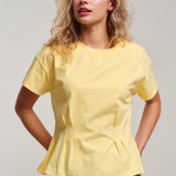 Pleated Waist Cotton Spandex Everyday Tee