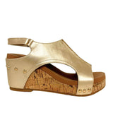 HANNAH Peep Toe Cork Women Platform Sandal Velcro Slingback: Denim / 7
