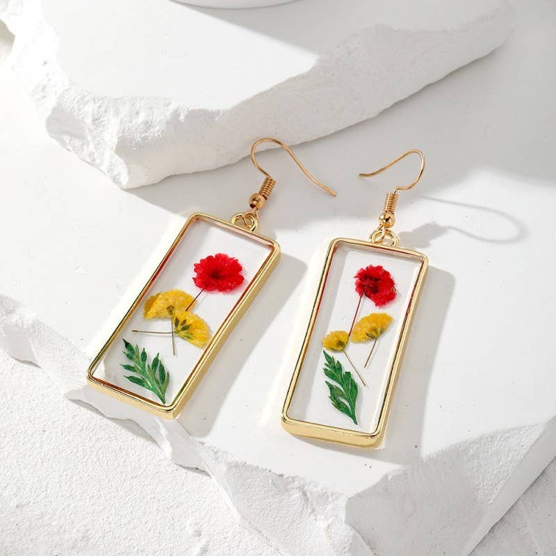 Vintage Dried Flower Earrings | 40E384: OVAL
