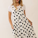 Polka Dot Sling Maxi Jumpsuit: Navy White / S