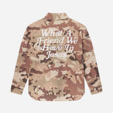 What a Friend in Jesus Camo Shacket: S