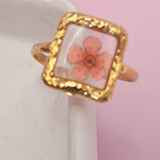 18K STAINLESS STEEL TARNISH FREE FLORAL RINGS | 40R104: OVAL APRICOT