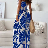 Fashionable Print Bandeau Waist-Cinching Jumpsuit: Khaki / S