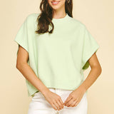 DROPPED SHOULDER SWEATER TOP SAGE / M