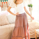 Maxi Tiered  Wide Leg Beach Palazzo Pants VP73052: Mocha / S