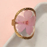 18K STAINLESS STEEL TARNISH FREE FLORAL RINGS | 40R104: OVAL APRICOT