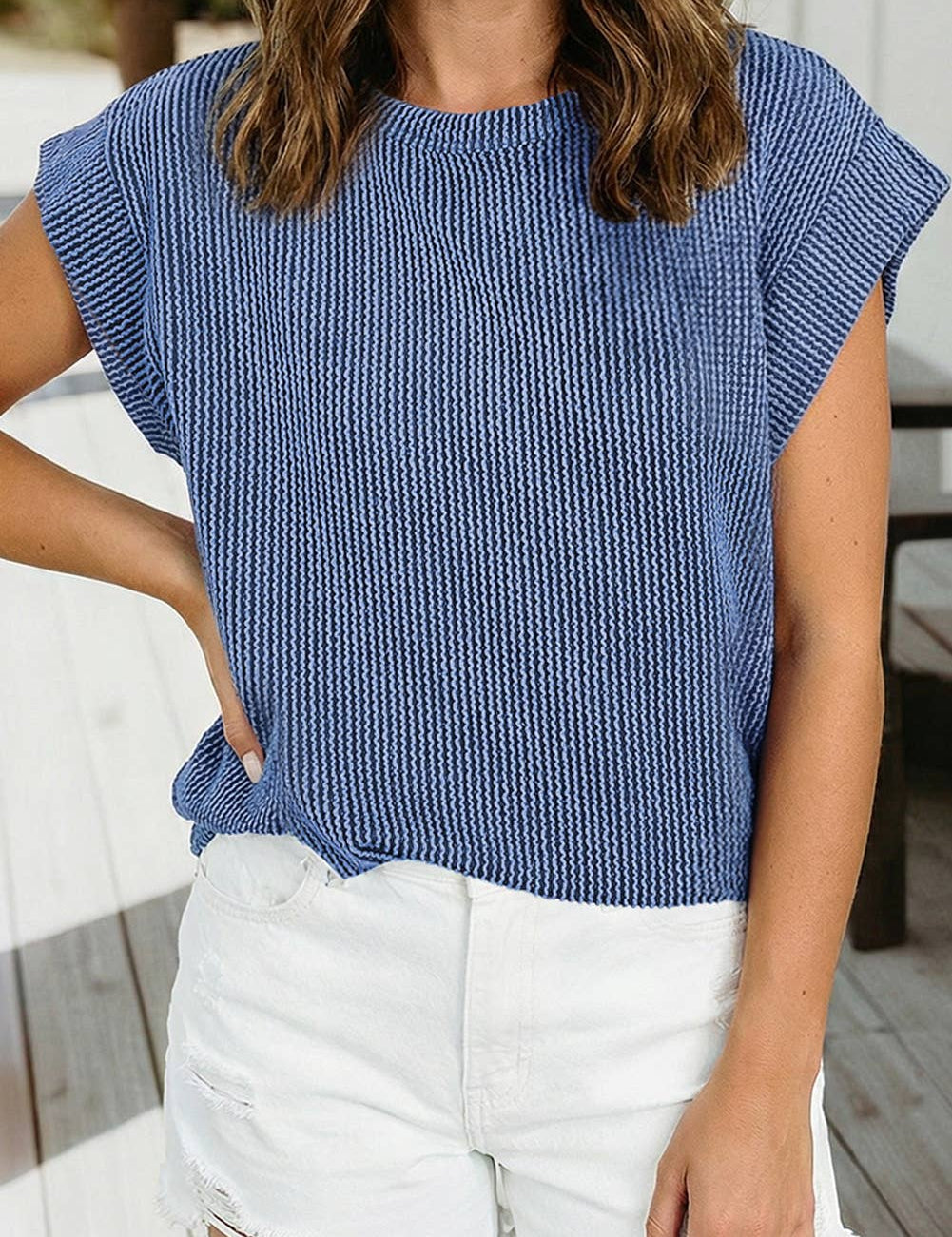 Spring 2026Twisted Rib Wide Sleeve Crew Neck T Shirt (S-2XL): Dark Khaki / M