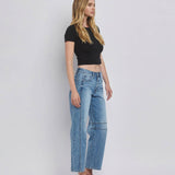 HIGH RISE DART STRUCTURED FIT BARREL LEG JEANS T6514: TINGLE / 29