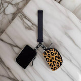 ,,,.0810 Dual Pouch Wristlet Keychain Wallet SI-26443: BLACK/BLACK LEOPARD-170269 / OS