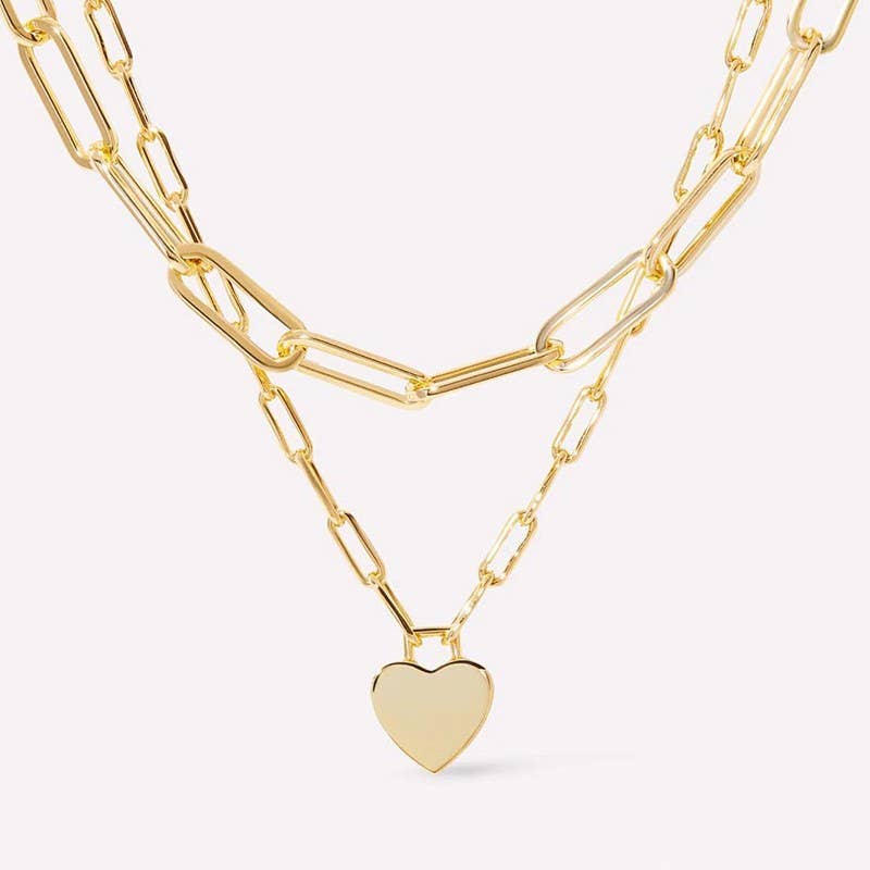 18K STAINLESS STEEL TARNISH FREE LAYERED NECKLACE | 40NK9429: Gold