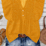 V-neck Button Pleated Top: Red / L