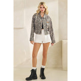 Leopard Denim jacket with back contrast: FLORAL SEQUINS / L