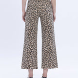 HIGH RISE ANIMAL PRINT CROP WIDE LEG JEANS T5894LPD: ANIMAL PRINT / 26