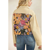 Sequins Contrast Jacket: Tan / M