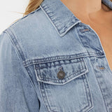 OPEN PACK CLASSIC FIT PEPLUM DENIM JACKET-KC7369L: LIGHT / XL