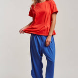 Pleated Waist Cotton Spandex Everyday Tee