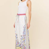Border Print Wide Leg Pants: Yellow Multi / S