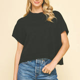DROPPED SHOULDER SWEATER TOP Black / L