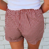 66 Gingham Printed High Waist Shorts (S-XL)
