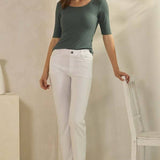 Pure Comfort Modern Mid Sleeve Ribbed Fitted Top