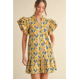 Floral print dress: YELLOW / S