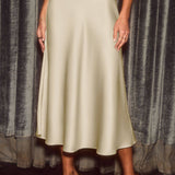 Solid color satin fashionable body-hugging skirt: KHAKI / (XXL) 1