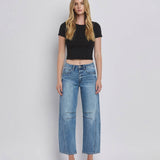 HIGH RISE DART STRUCTURED FIT BARREL LEG JEANS T6514: TINGLE / 26